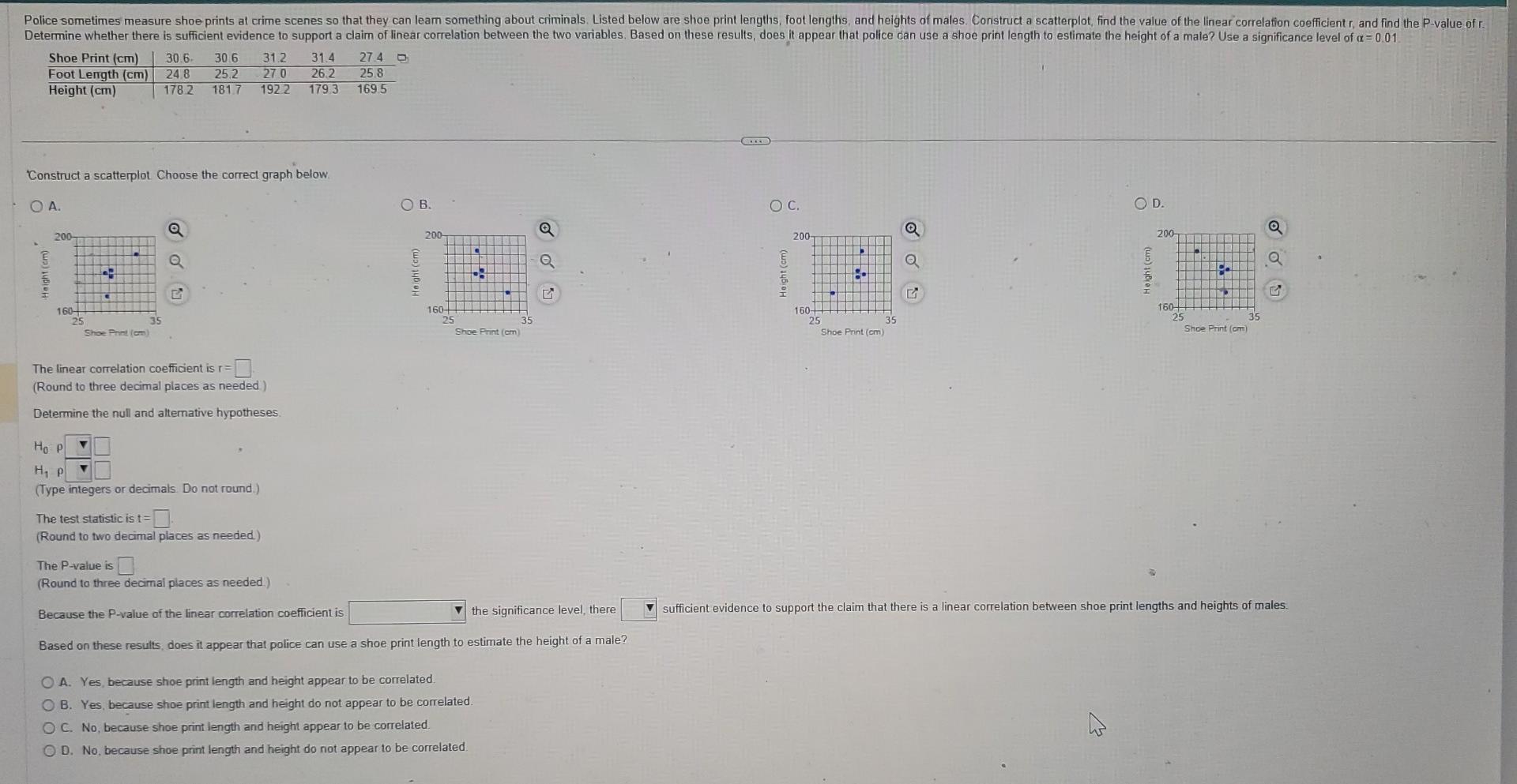 Solved The linear correlation coefficient is r= (Round to | Chegg.com