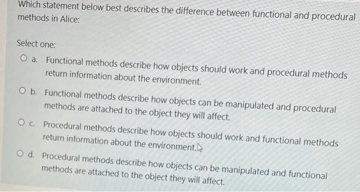 Solved Which statement below best describes the difference | Chegg.com