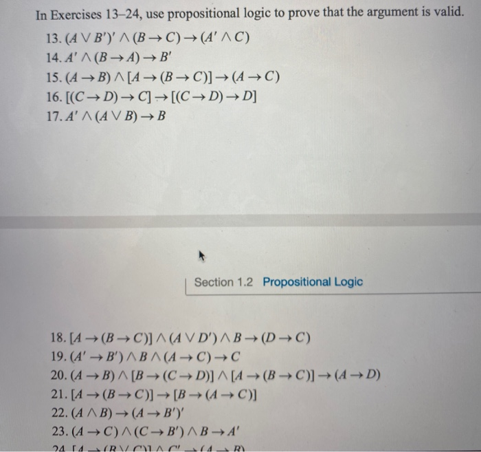 Solved In Exercises 13–24, Use Propositional Logic To Prove | Chegg.com