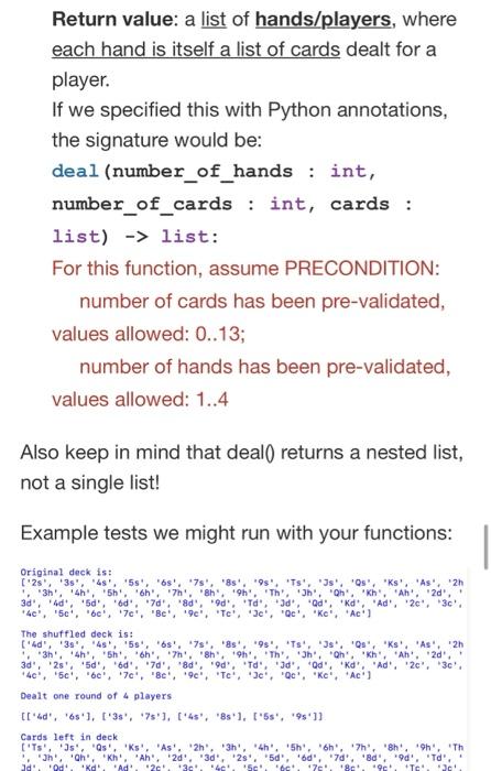 Solved Programming #2 (30% of this HW) • Filename: cards.py | Chegg.com