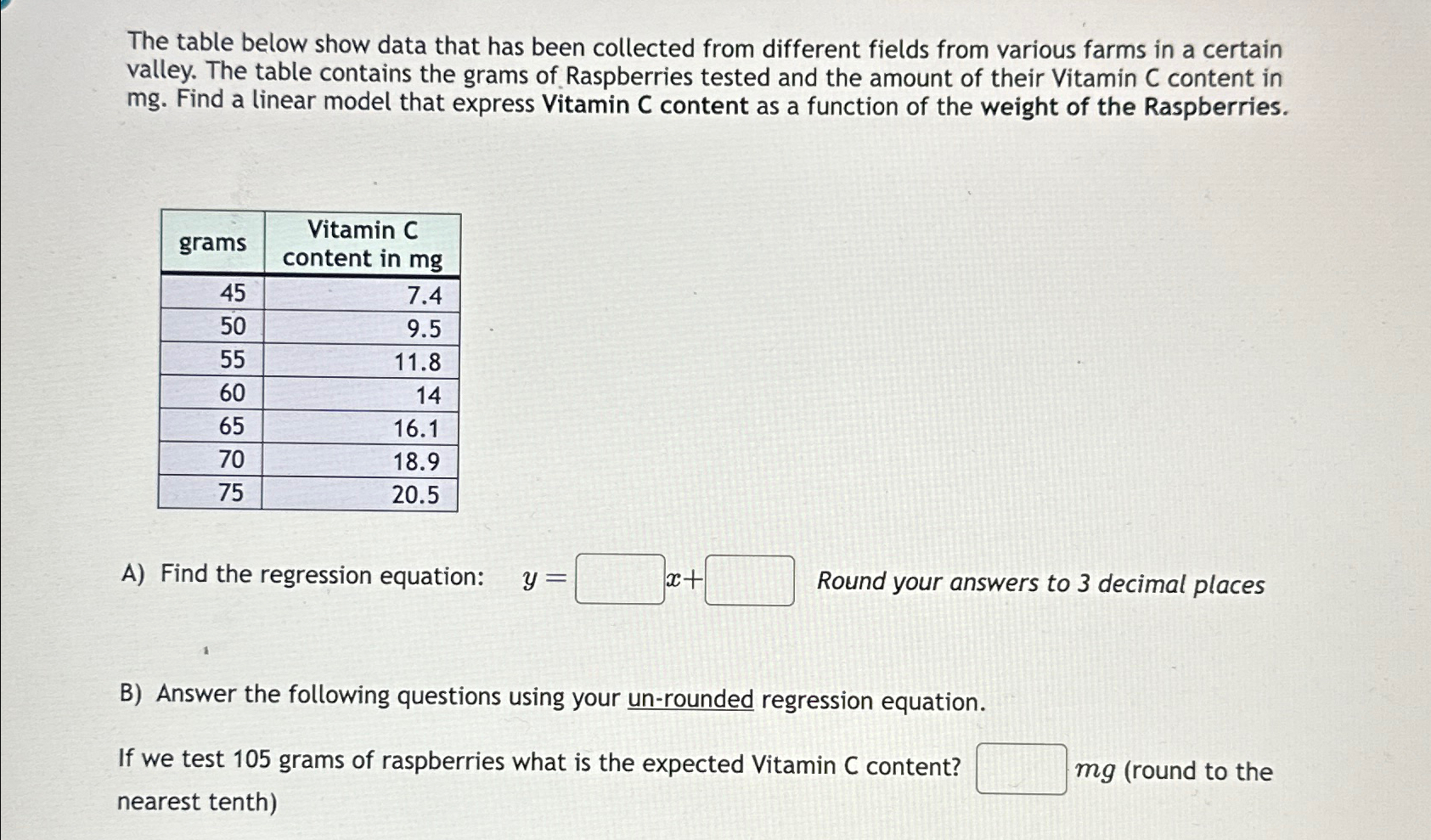 Solved The Table Below Show Data That Has Been Collected | Chegg.com