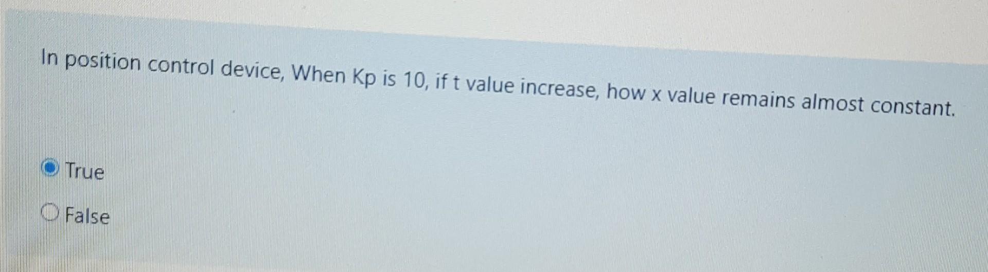 Solved In position control device, When Kp is 10 , if t | Chegg.com