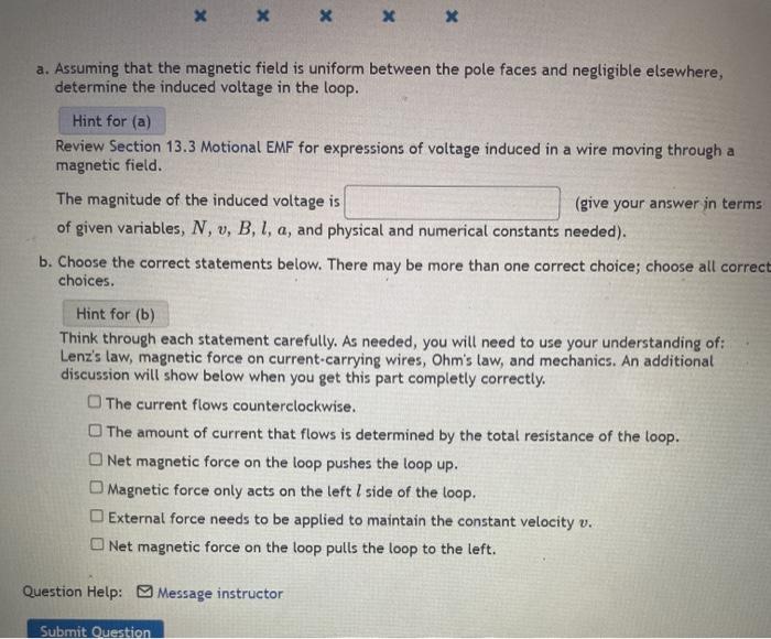 Solved The rectangular loop of N turns shown below moves to | Chegg.com