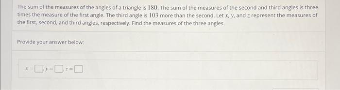 the sum of three angles of a triangle is dash degree