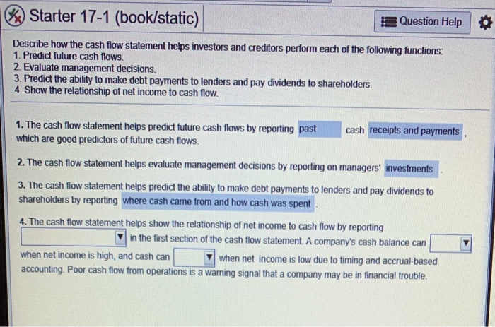 Solved Starter 17-1 (book/static) Question Help Describe How | Chegg.com