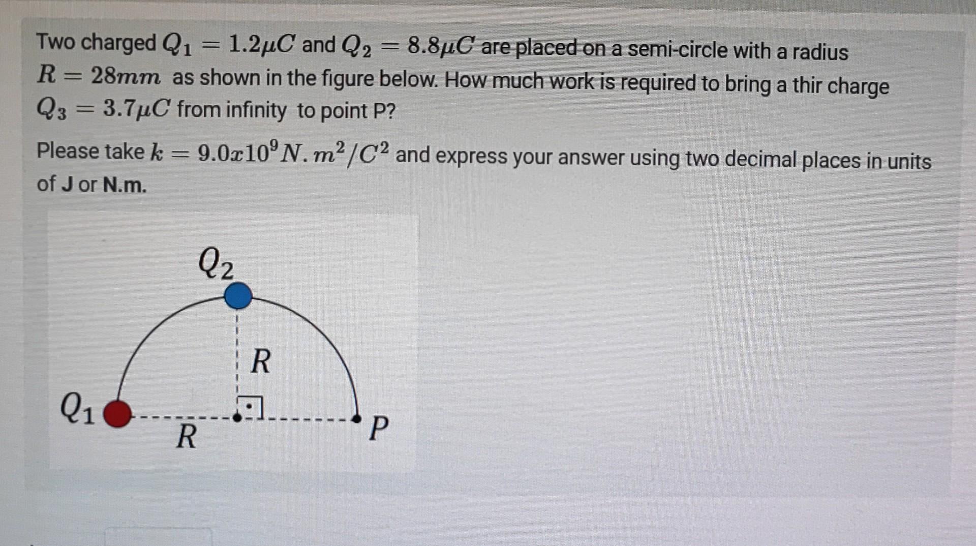 Solved Two charged Q1=1.2μC and Q2=8.8μC are placed on a | Chegg.com