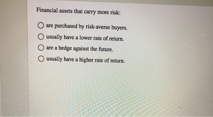 Solved Financial assets that carry more risk: are purchased | Chegg.com