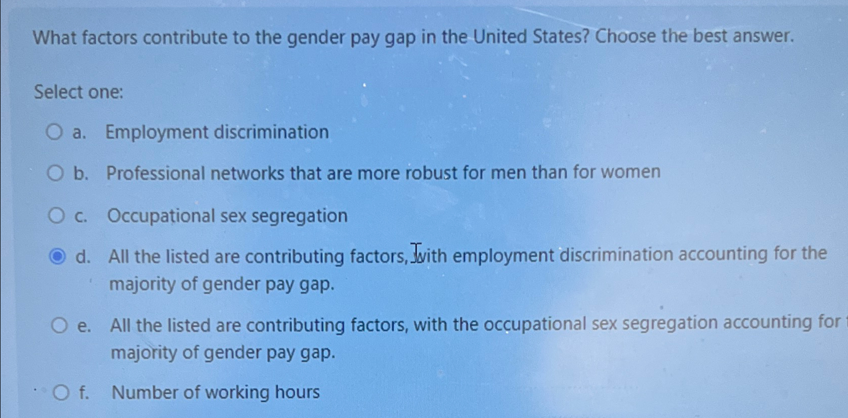 Solved What factors contribute to the gender pay gap in the | Chegg.com