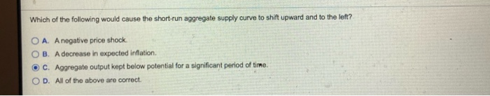 Solved Which Of The Following Would Cause The Short run Chegg
