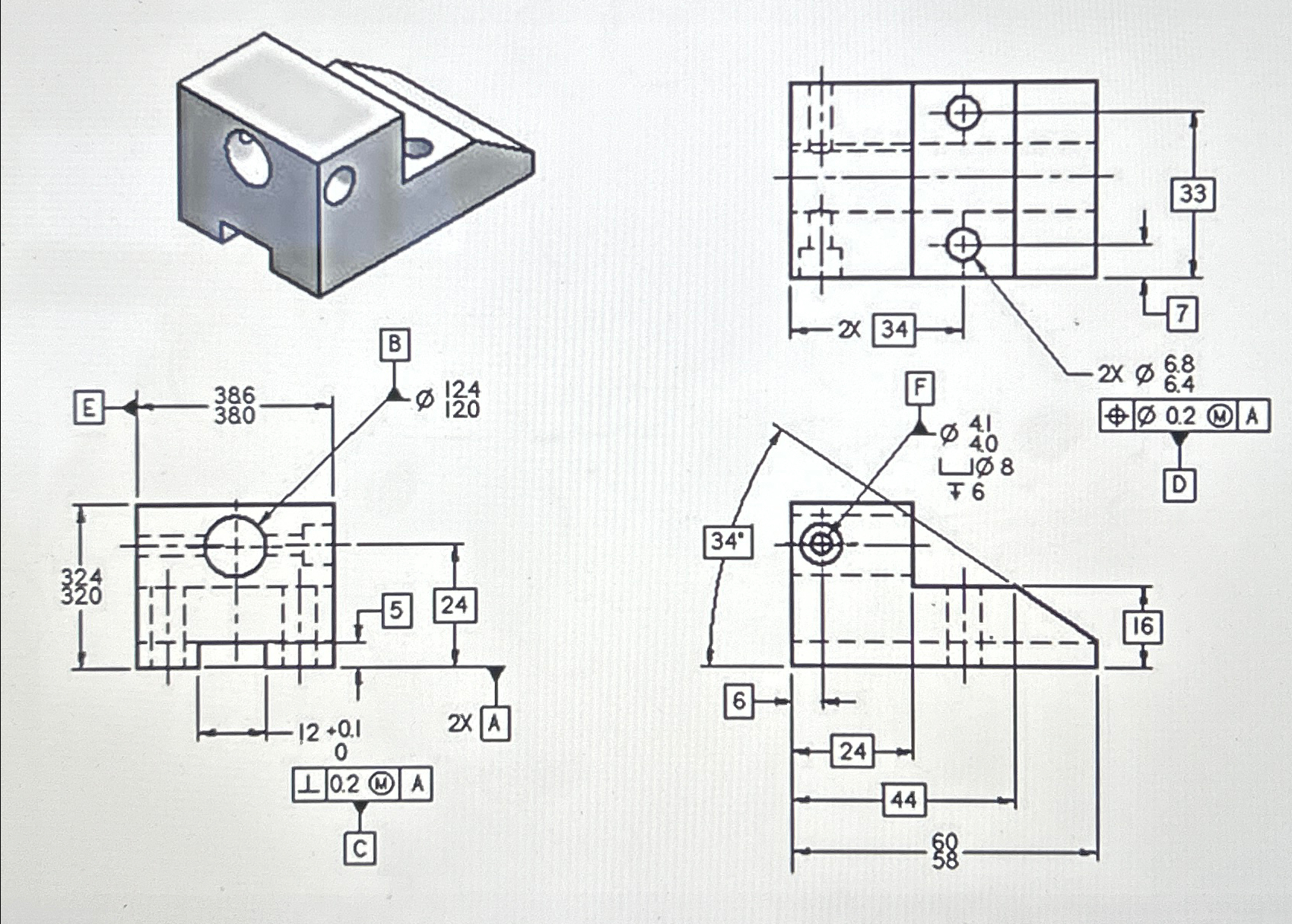 Solved How many basic dimensions are on the print shown in | Chegg.com