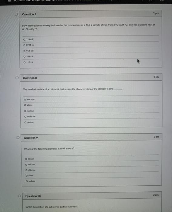 Solved Question 4 2 pts Which of the following is a physical | Chegg.com
