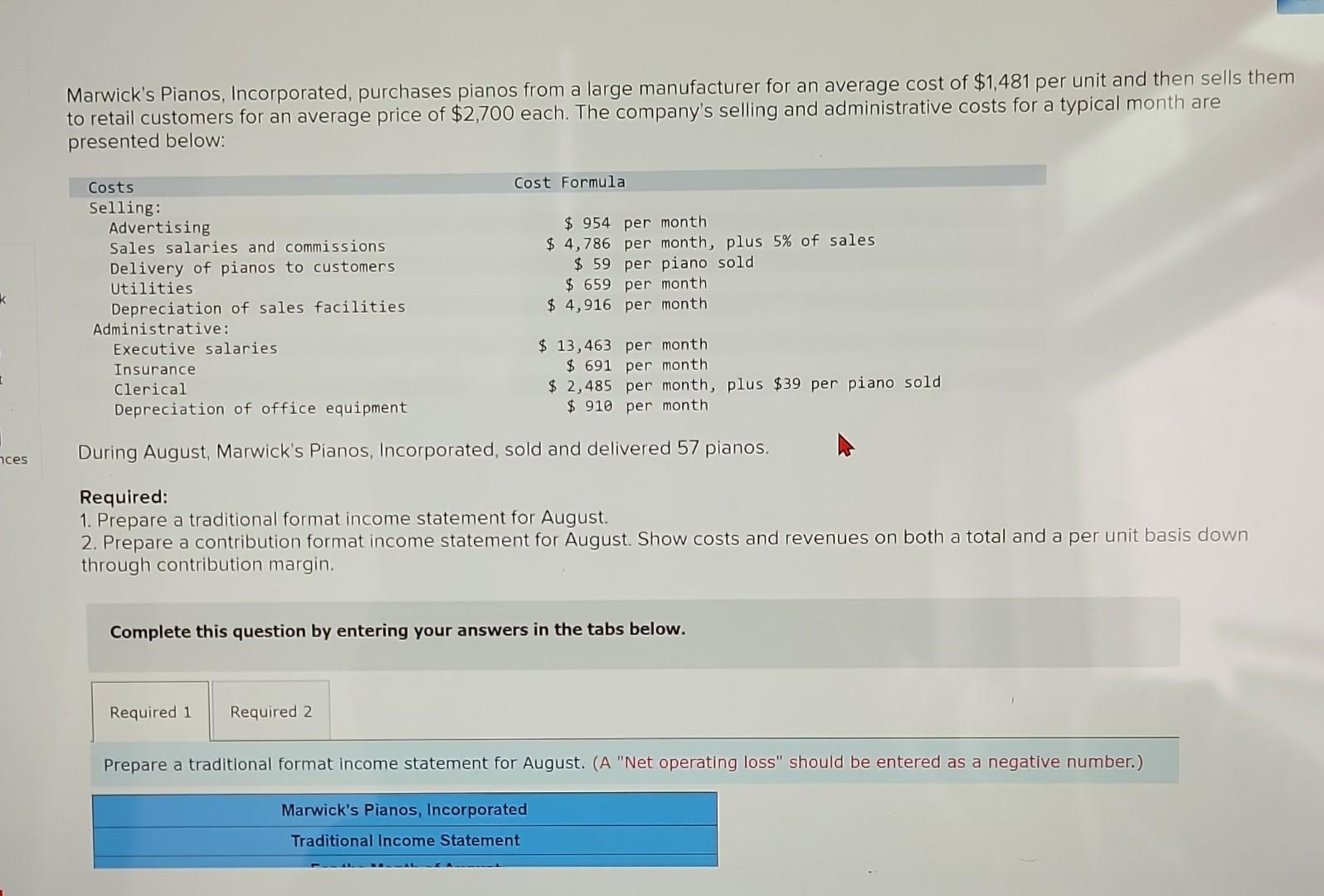Solved Marwick's Pianos, Incorporated, purchases pianos from | Chegg.com