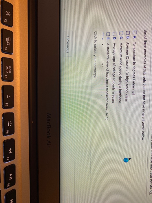 Solved What is an inherent zero? Describe three examples of