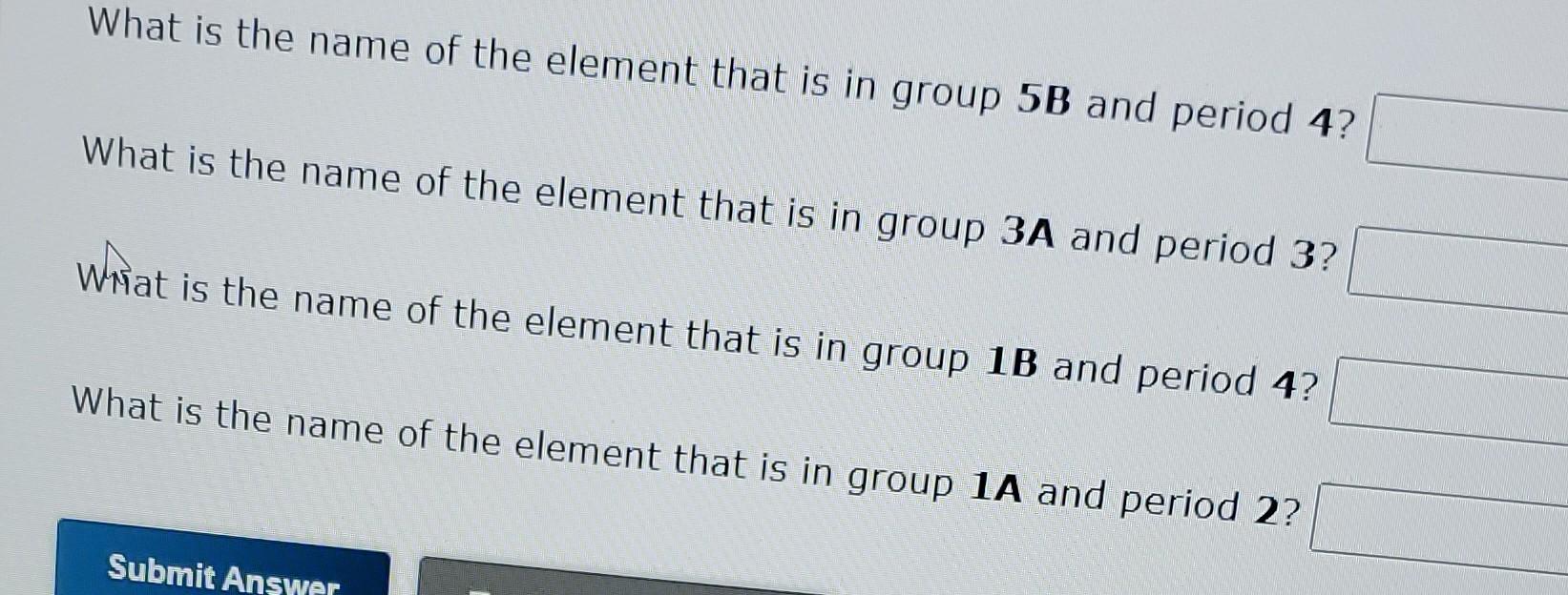 Solved What is the name of the element that is in group 5B Chegg com
