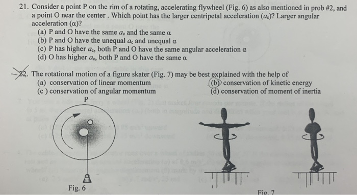 Solved 21. Consider a point P on the rim of a rotating, | Chegg.com