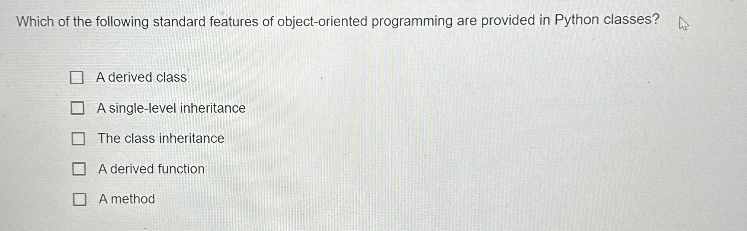 Solved Which of the following standard features of | Chegg.com