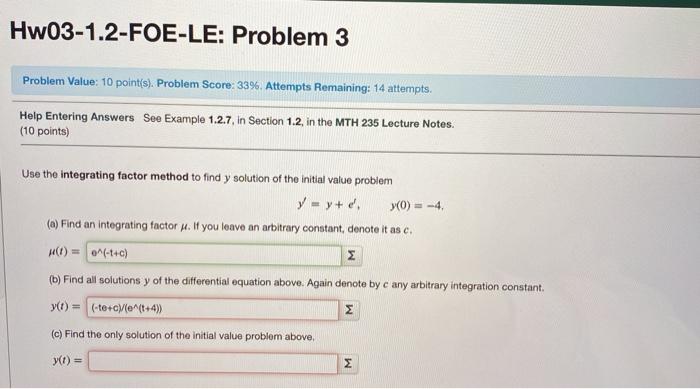 Solved Hw03-1.2-FOE-LE: Problem 3 Problem Value: 10 points). | Chegg.com