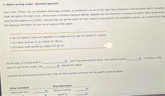 Solved 3. Option pricing model - Binomial approach Learn | Chegg.com
