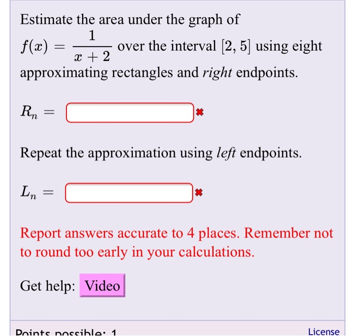 Solved 1 Estimate the area under the graph of f(x) = over | Chegg.com