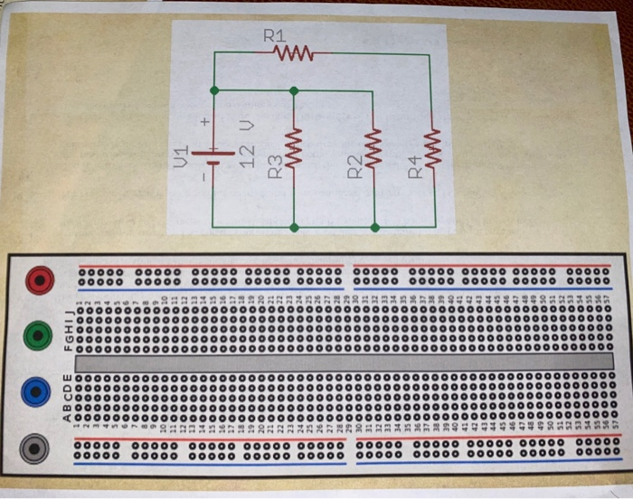 Solved use the image of the breadboard. draw the wiring of | Chegg.com