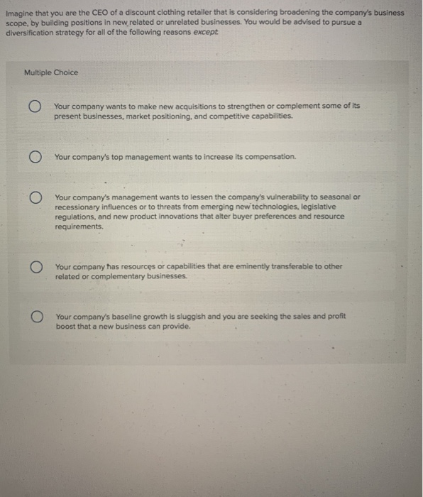 Solved Imagine that you are the CEO of a discount clothing | Chegg.com