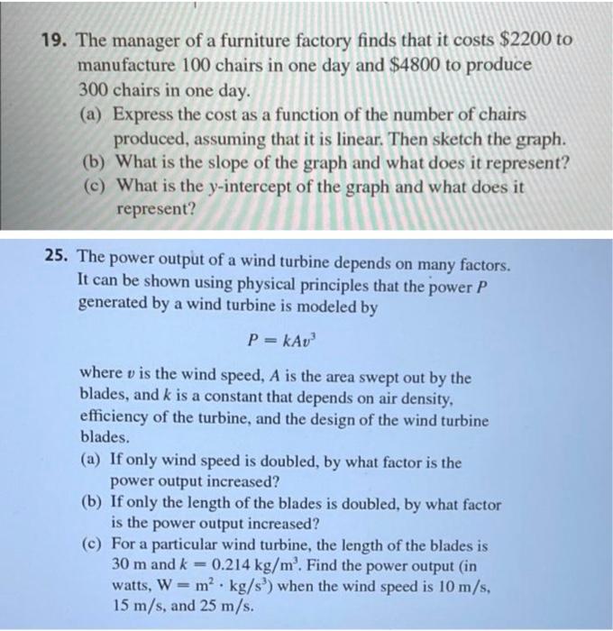 Solved 19. The manager of a furniture factory finds that it | Chegg.com