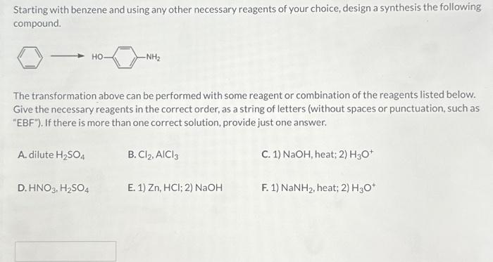 Solved Starting With Benzene And Using Any Other Necessary | Chegg.com