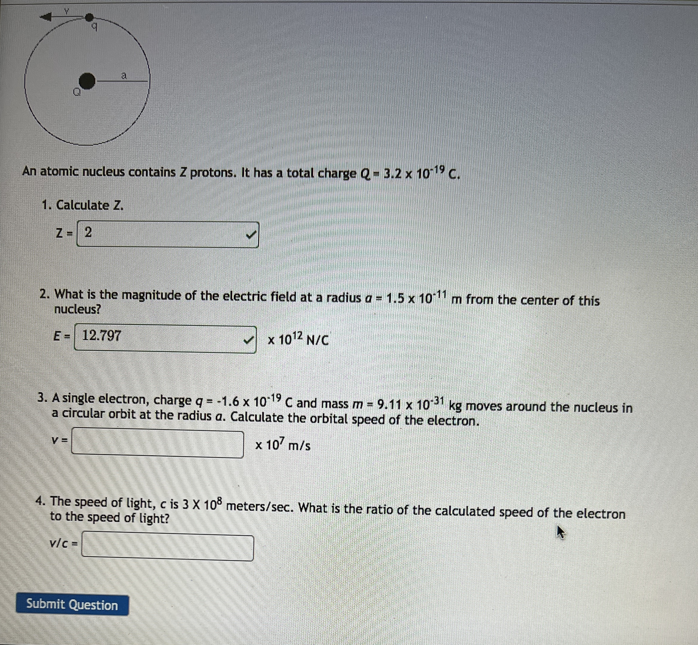 Solved An atomic nucleus contains Z ﻿protons. It has a total | Chegg.com