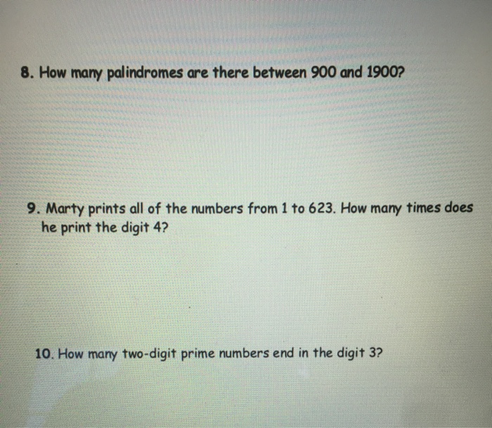 Solved 8 How Many Palindromes Are There Between 900 And Chegg