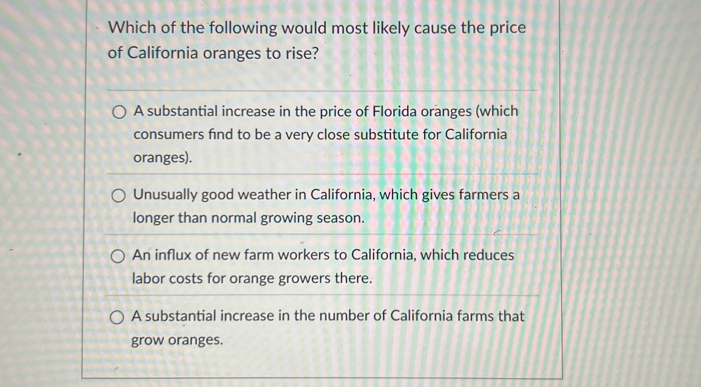 Solved Which of the following would most likely cause the | Chegg.com