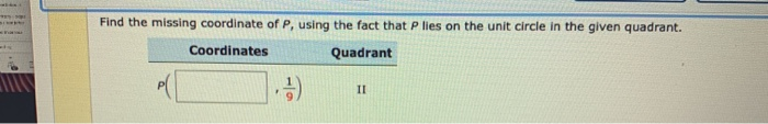 Solved The point P is on the unit circle. Find P(x, y) from | Chegg.com