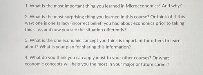 Solved 1 What Is The Most Important Thing You Learned In Chegg