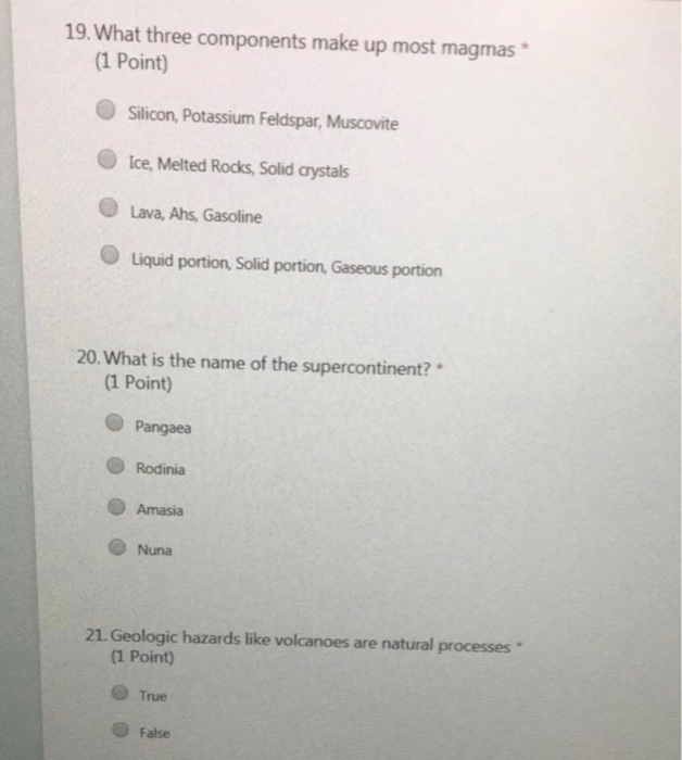 Solved 19. What three components make up most magmas (1 | Chegg.com