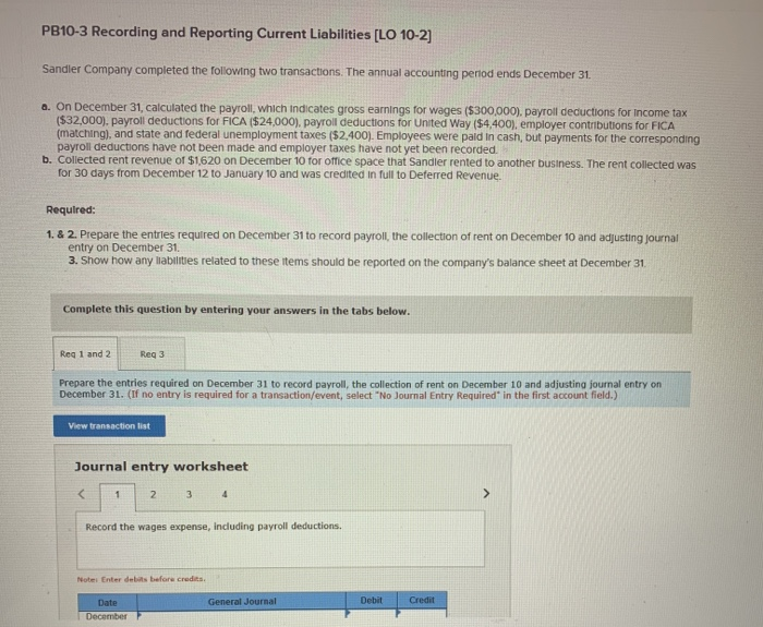Solved PB10-3 Recording and Reporting Current Liabilities | Chegg.com