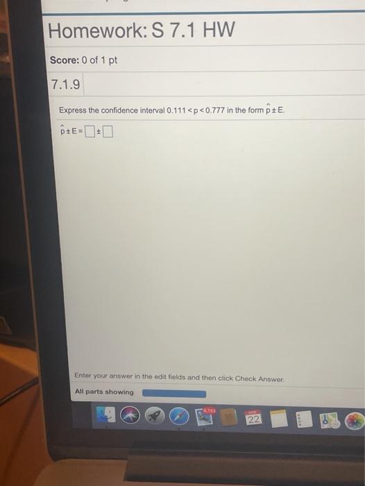 Solved Homework: S 7.1 HW Score: 0 of 1 pt 7.1.9 Express the | Chegg.com