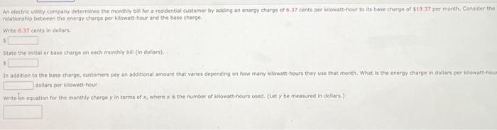 Solved An electric utility company determines the monthly | Chegg.com