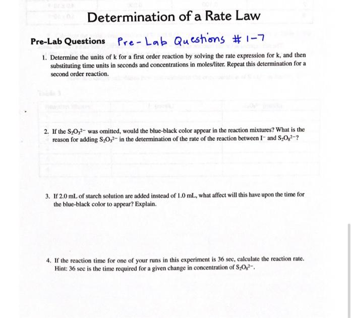 homework 3 rate law 1 determination of a rate law