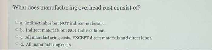 What Does Manufacturing Overhead Cost Consist Of