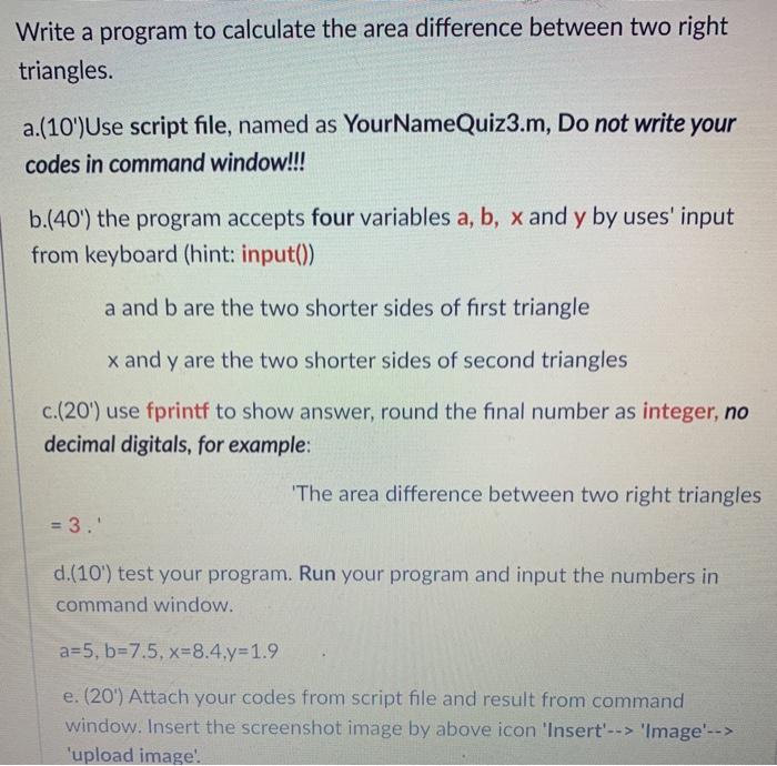 Solved Write a program to calculate the area difference | Chegg.com