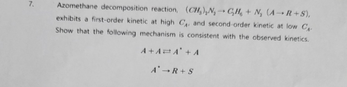 Solved Azomethane decomposition reaction, | Chegg.com