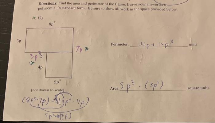 Solved Directions: Find The Area And Perimeter Of The | Chegg.com