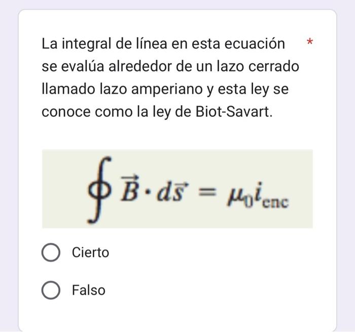 La integral de línea en esta ecuación se evalúa alrededor de un lazo cerrado Ilamado lazo amperiano y esta ley se conoce como