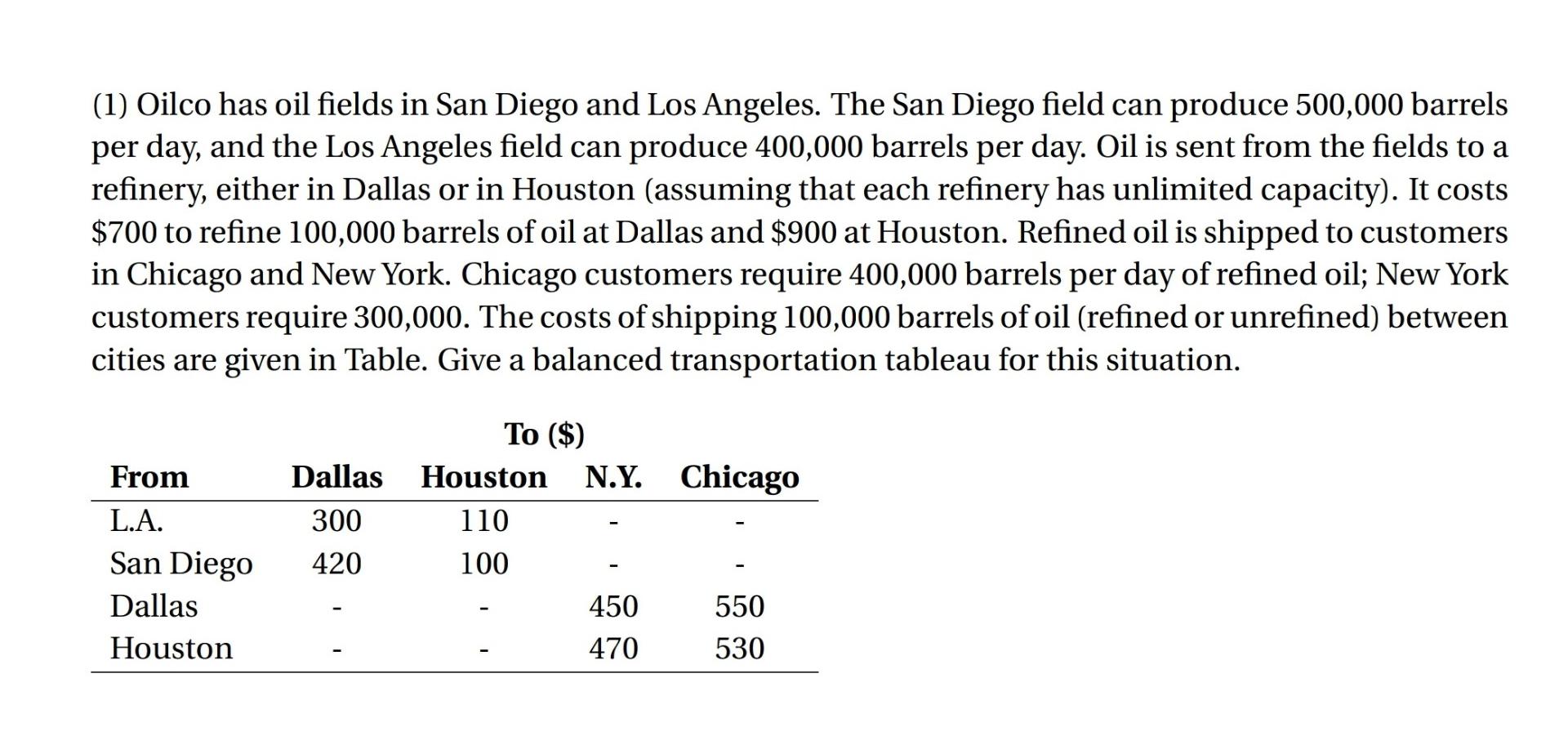 Solved (1) Oilco has oil fields in San Diego and Los | Chegg.com