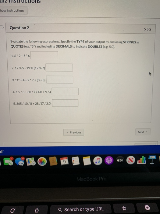 Solved how Instructions Question 2 5 pts Evaluate the | Chegg.com