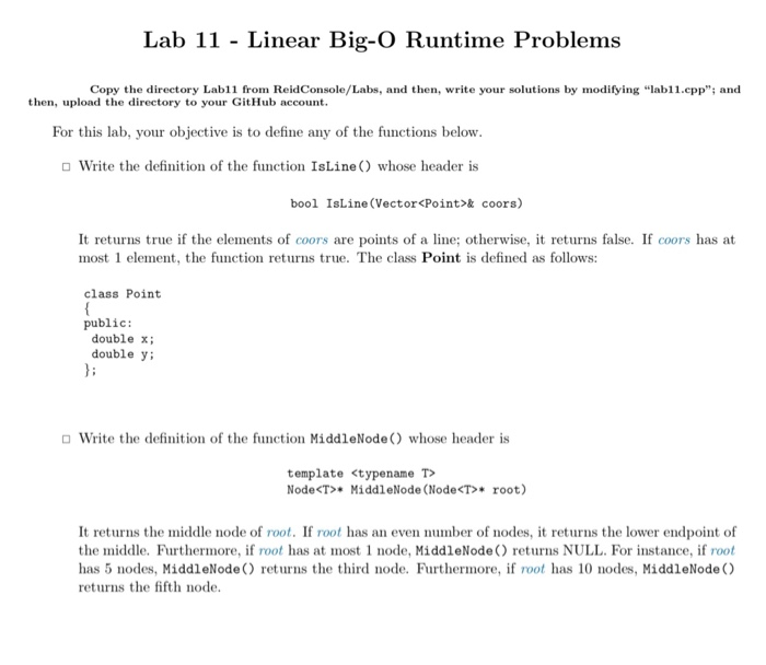 Solved Lab 11 - Linear Big-O Runtime Problems Copy the | Chegg.com