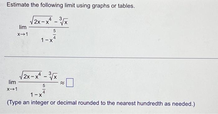 Solved Estimate the following limit using graphs or tables. | Chegg.com