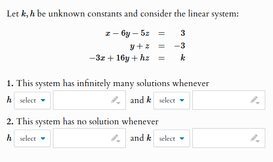 Solved Let k,h be ﻿unknown constants and consider the linear | Chegg.com