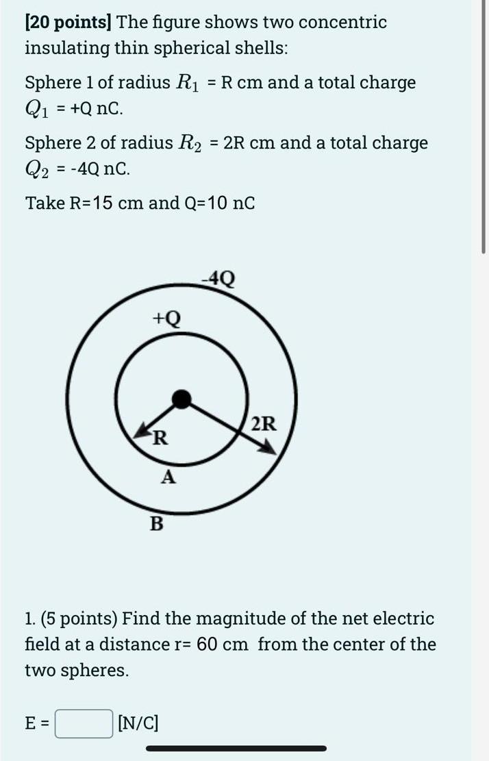 Solved [20 Points] The Figure Shows Two Concentric | Chegg.com