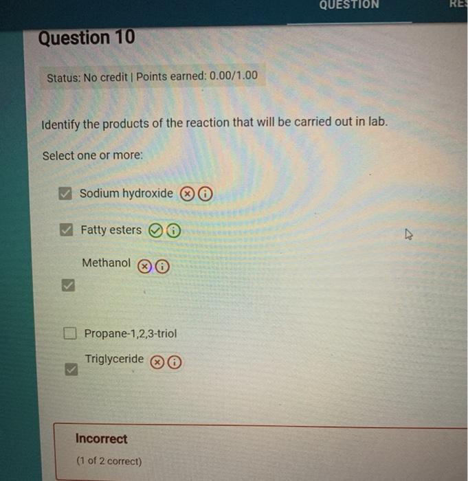 Solved QUESTION RE Question 10 Status: No credit Points | Chegg.com