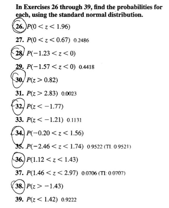 Solved In Exercises 26 Through 39, Find The Probabilities | Chegg.com